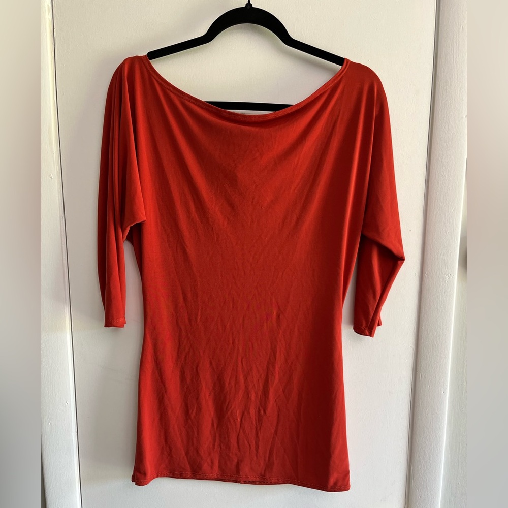 VENUS Bold Red Wide Shoulder Top XS